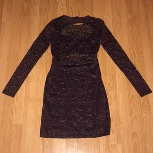 Express dress dark purple long sleeves